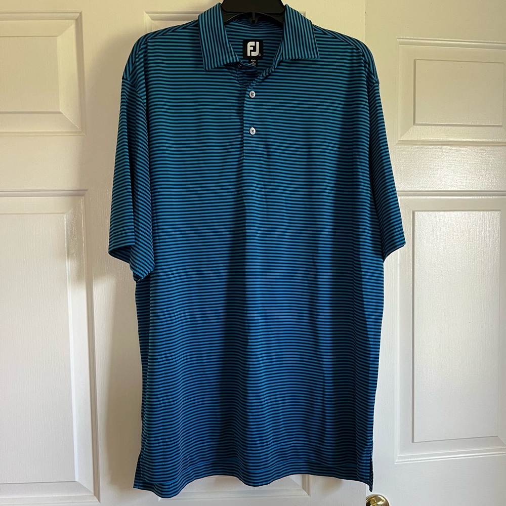 FootJoy Vibrant Blue and Black Striped Polo
